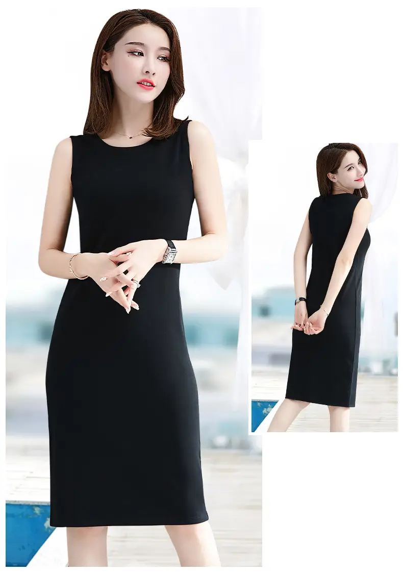Women's Red Sleeveless Vest Long Skirt Korean Style — feature 11