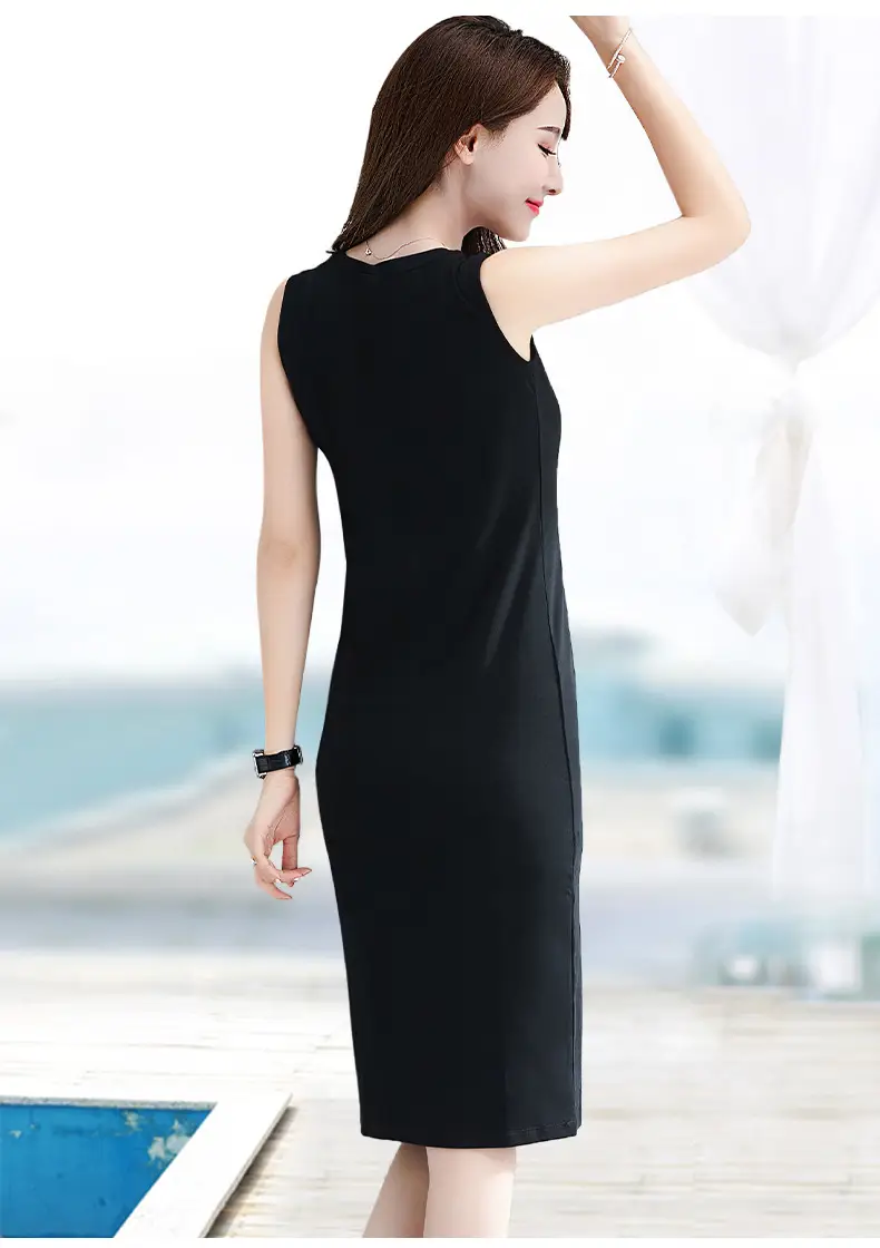 Women's Red Sleeveless Vest Long Skirt Korean Style — feature 12