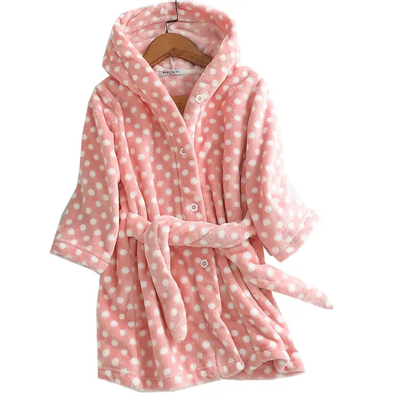 Winter Flannel Bathrobe for Girls Boys Blue Coral Print - Image 15