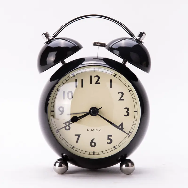 Quartz Alarm Clock White Retro Bell Design - Image 10