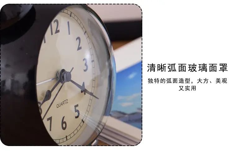 Quartz Alarm Clock White Retro Bell Design — feature 7
