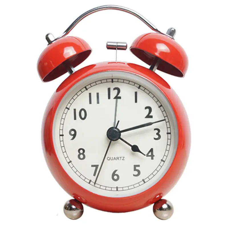 Quartz Alarm Clock White Retro Bell Design - Image 2