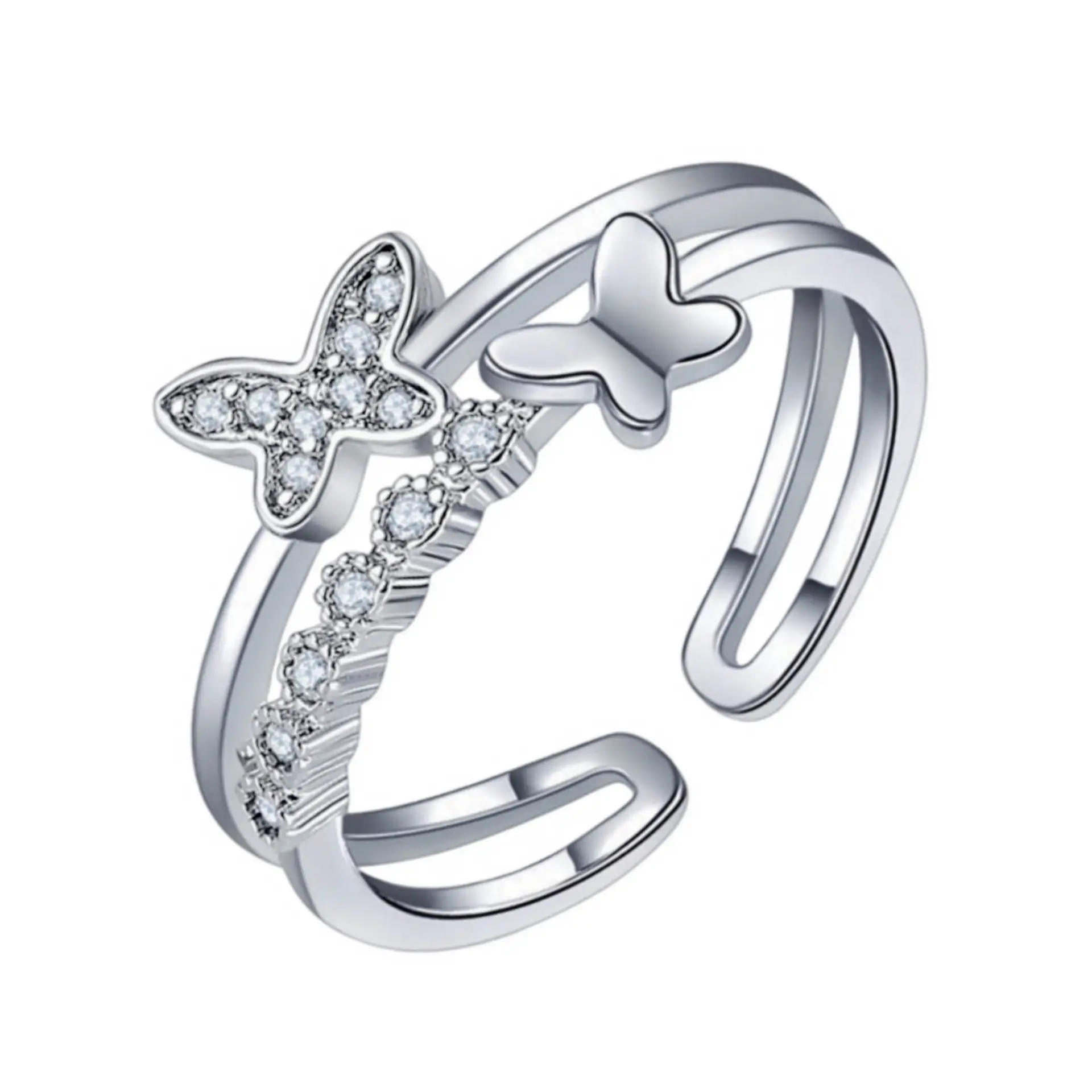 Geometric Star Zircon Ring Adjustable White - Image 7
