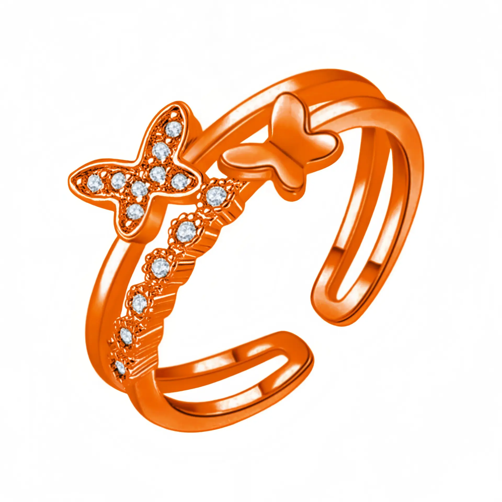 Geometric Star Zircon Ring Adjustable White - Image 8