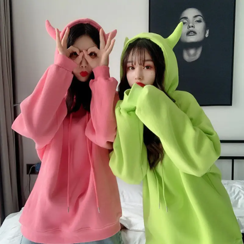 Women Fleece Hoodie Set Pink Green Fleece Hooded Sweatshirt
