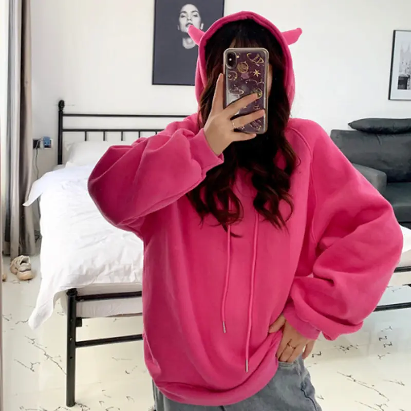 Women Fleece Hoodie Set Pink Green Fleece Hooded Sweatshirt