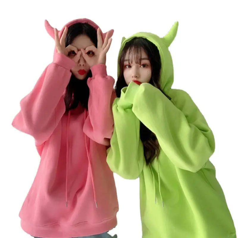 Women Fleece Hoodie Set Pink Green Fleece Hooded Sweatshirt