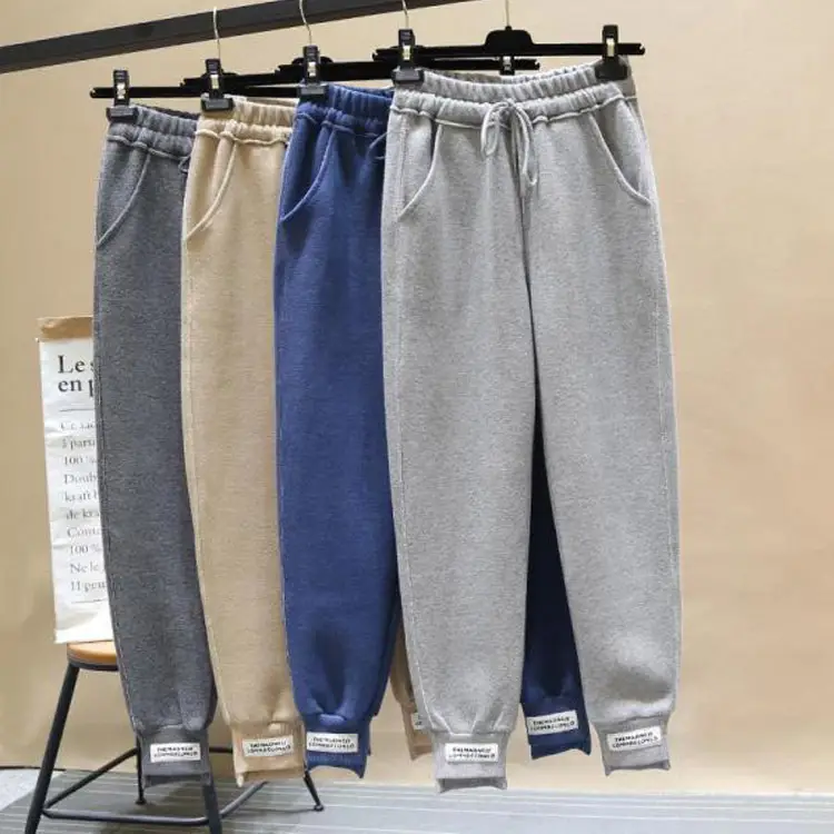 Women White Fleece Lined Casual Pants Loose Autumn Winter 2020 - Image 8