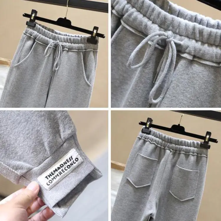 Women White Fleece Lined Casual Pants Loose Autumn Winter 2020 - Image 10
