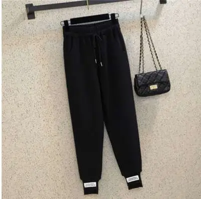 Women White Fleece Lined Casual Pants Loose Autumn Winter 2020 - Image 3