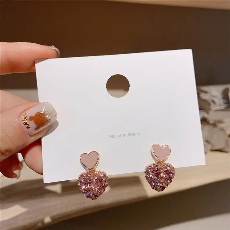 Heart Shaped Pink Earrings for Women - Image 6