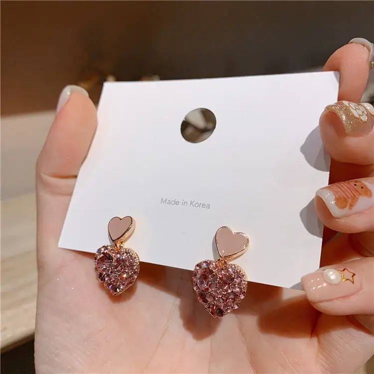 Heart Shaped Pink Earrings for Women - Image 7