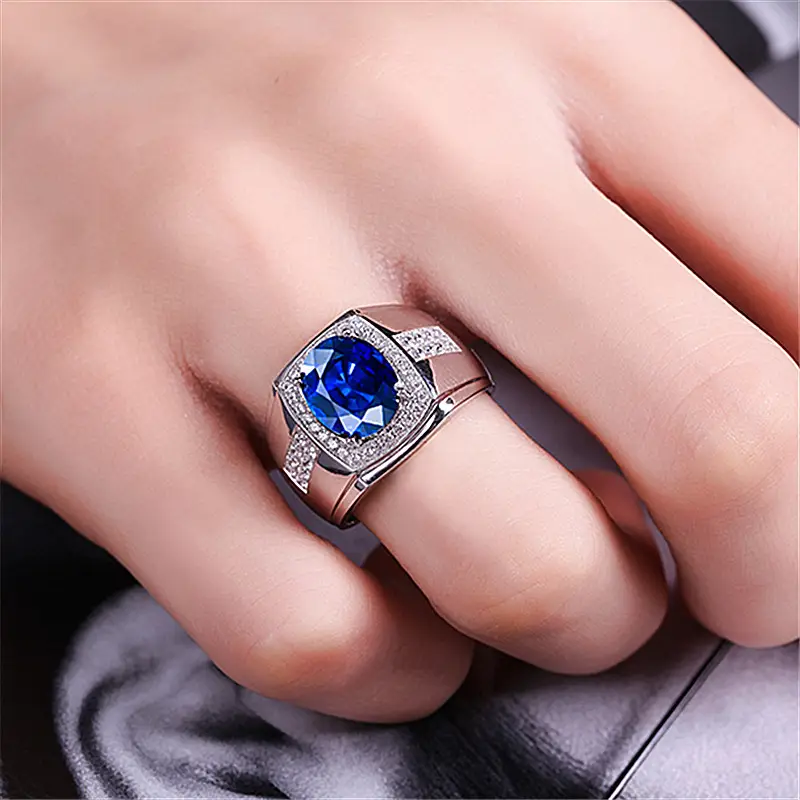 Luxury Rose Gold Sapphire Ring with Crystal Clasp - Image 2