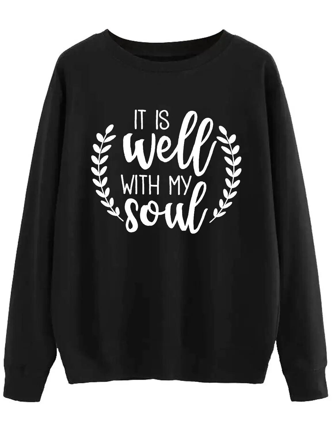 White Crewneck Letter Sweater with "IT IT IS WELL WITH MY SOUL" - Image 2