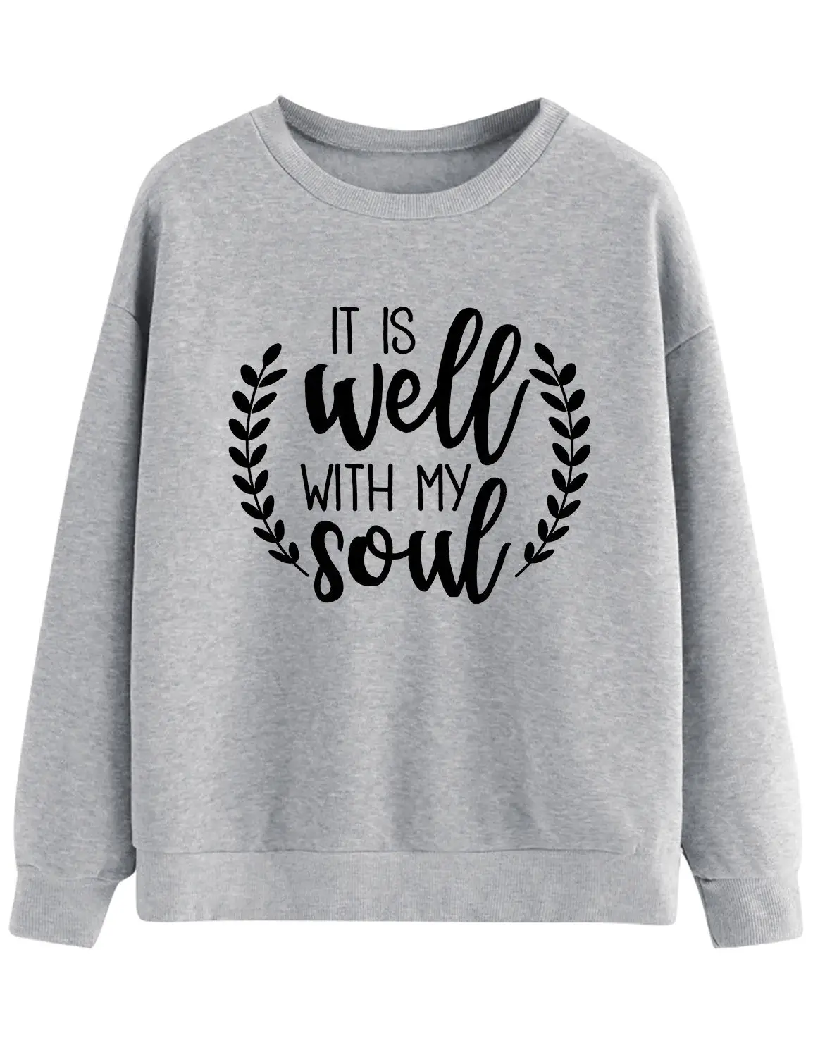 White Crewneck Letter Sweater with "IT IT IS WELL WITH MY SOUL" - Image 3
