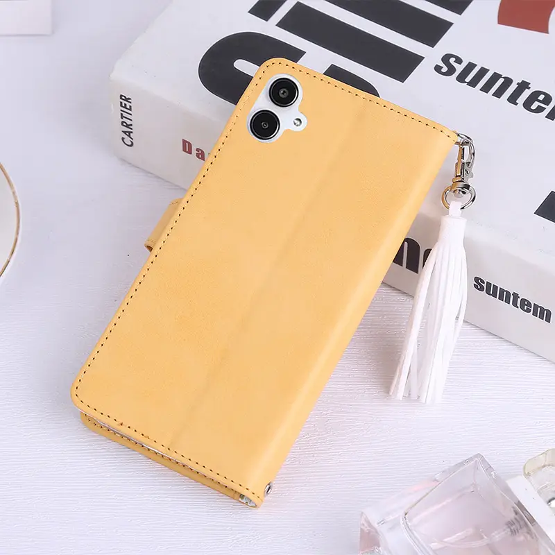 Yellow Leather Tassel Phone Case for Samsung Galaxy S23