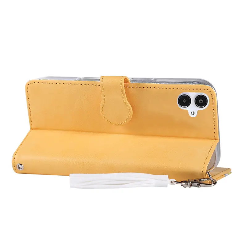 Yellow Leather Tassel Phone Case for Samsung Galaxy S23