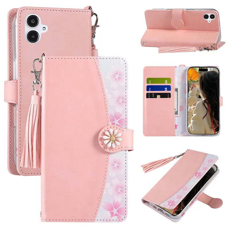 Yellow Leather Tassel Phone Case for Samsung Galaxy S23