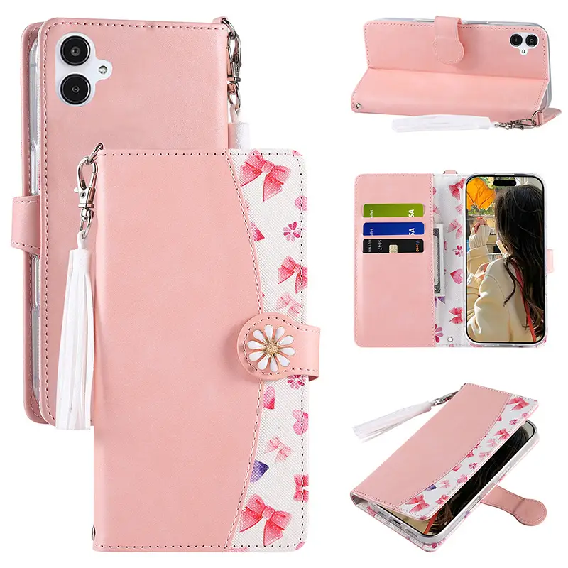 Yellow Leather Tassel Phone Case for Samsung Galaxy S23