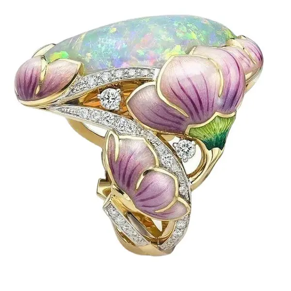 Enamel Painted Flower Ring for Women European American Glue Dropping - Image 4