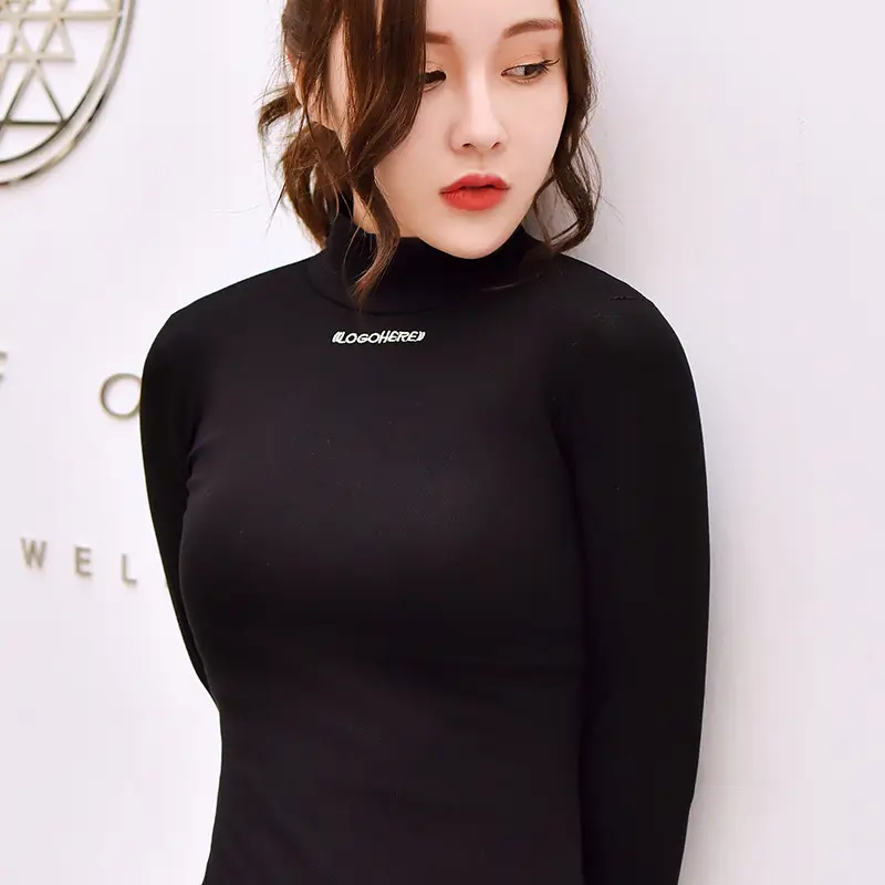 Women's 2025 Fleece Half-High Collar Top with Letter Embroidery - Image 10