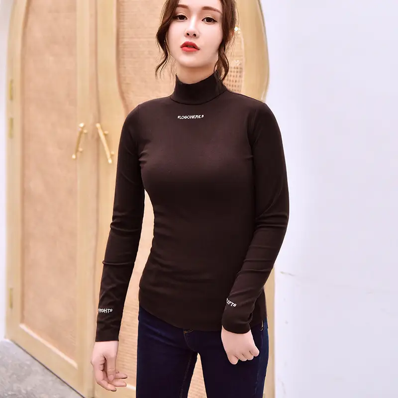 Women's 2025 Fleece Half-High Collar Top with Letter Embroidery — feature 7