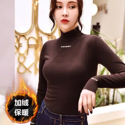 Women's 2025 Fleece Half-High Collar Top with Letter Embroidery - Image 8