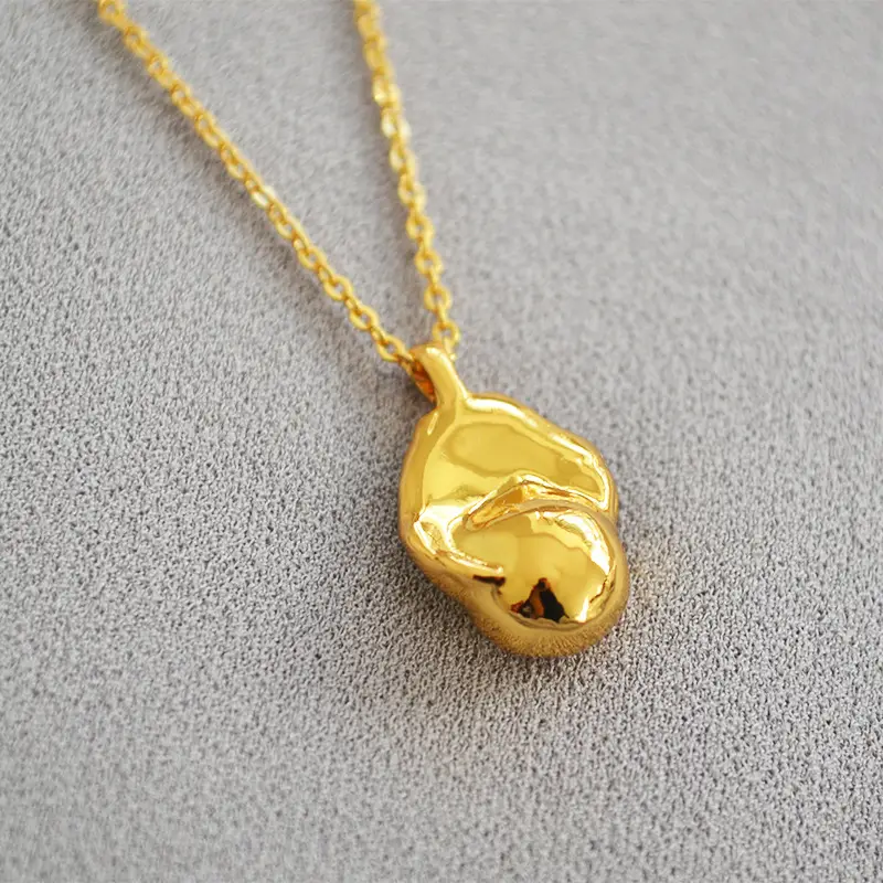 Golden Brass Pendant Necklace with Freshwater Pearl Design