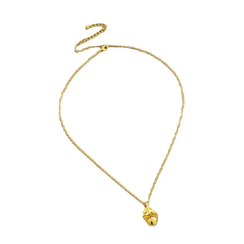 Golden Brass Pendant Necklace with Freshwater Pearl Design