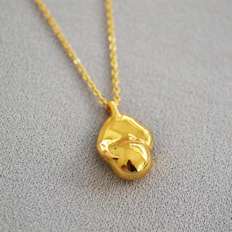 Golden Brass Pendant Necklace with Freshwater Pearl Design