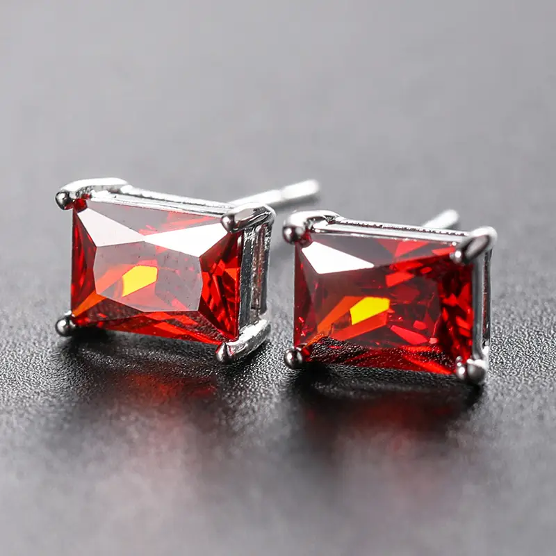 Korean Style Four Prong Colored Zircon Earrings - Image 4