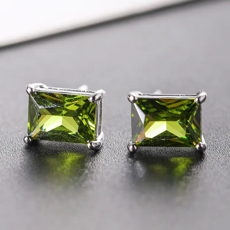Korean Style Four Prong Colored Zircon Earrings - Image 3