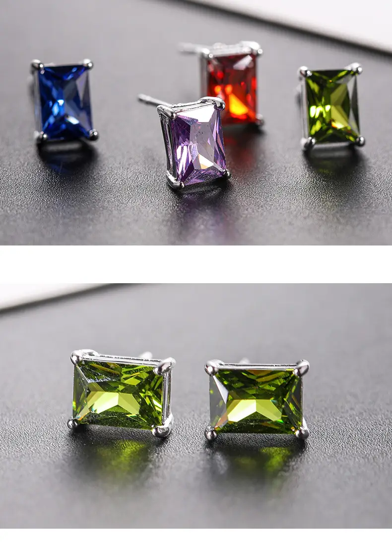 Korean Style Four Prong Colored Zircon Earrings — feature 10