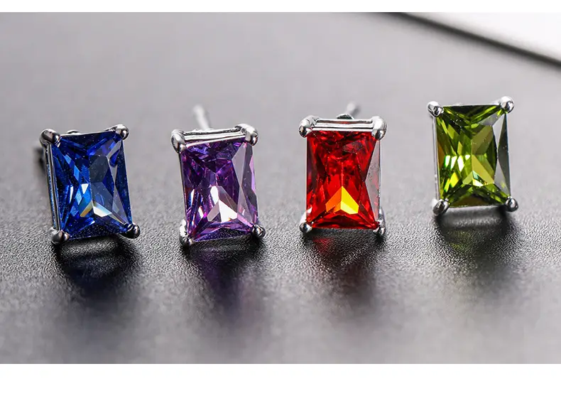 Korean Style Four Prong Colored Zircon Earrings — feature 9