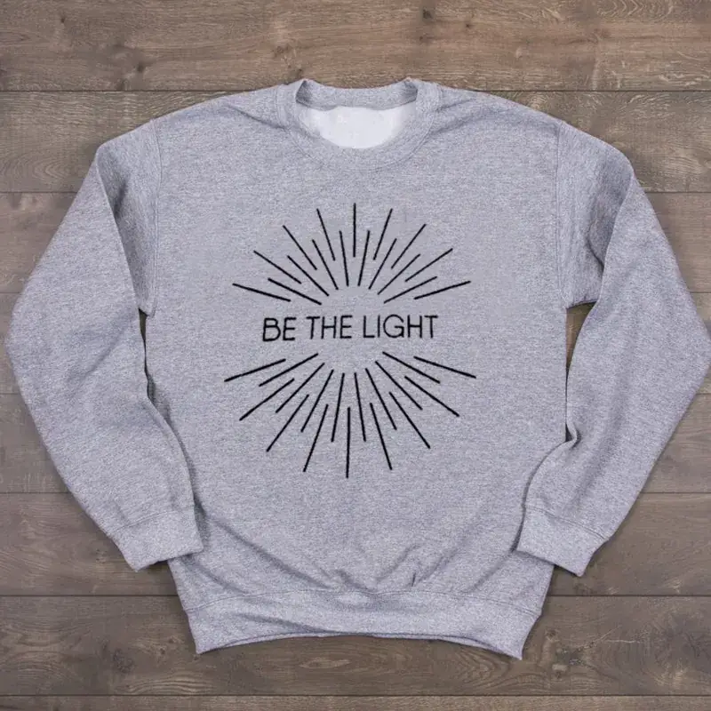 Pink Crewneck Sweatshirt "Be The Light" Graphic - Image 3