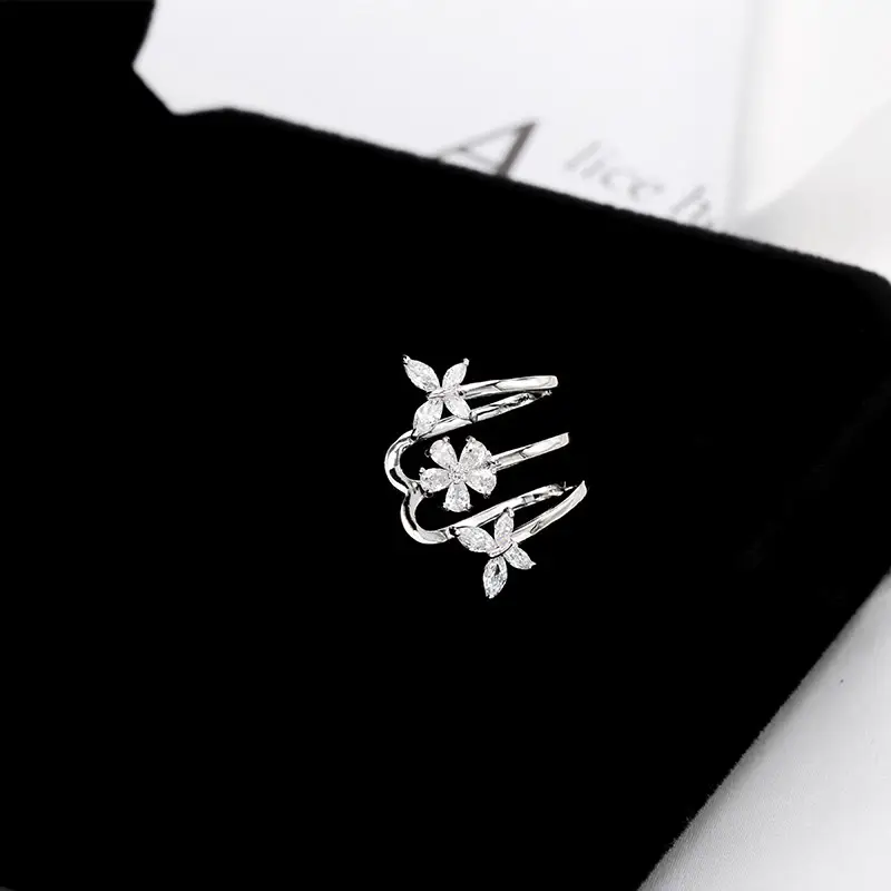 Japanese Korean Butterfly Flower Ear Clips No Hole - Image 2