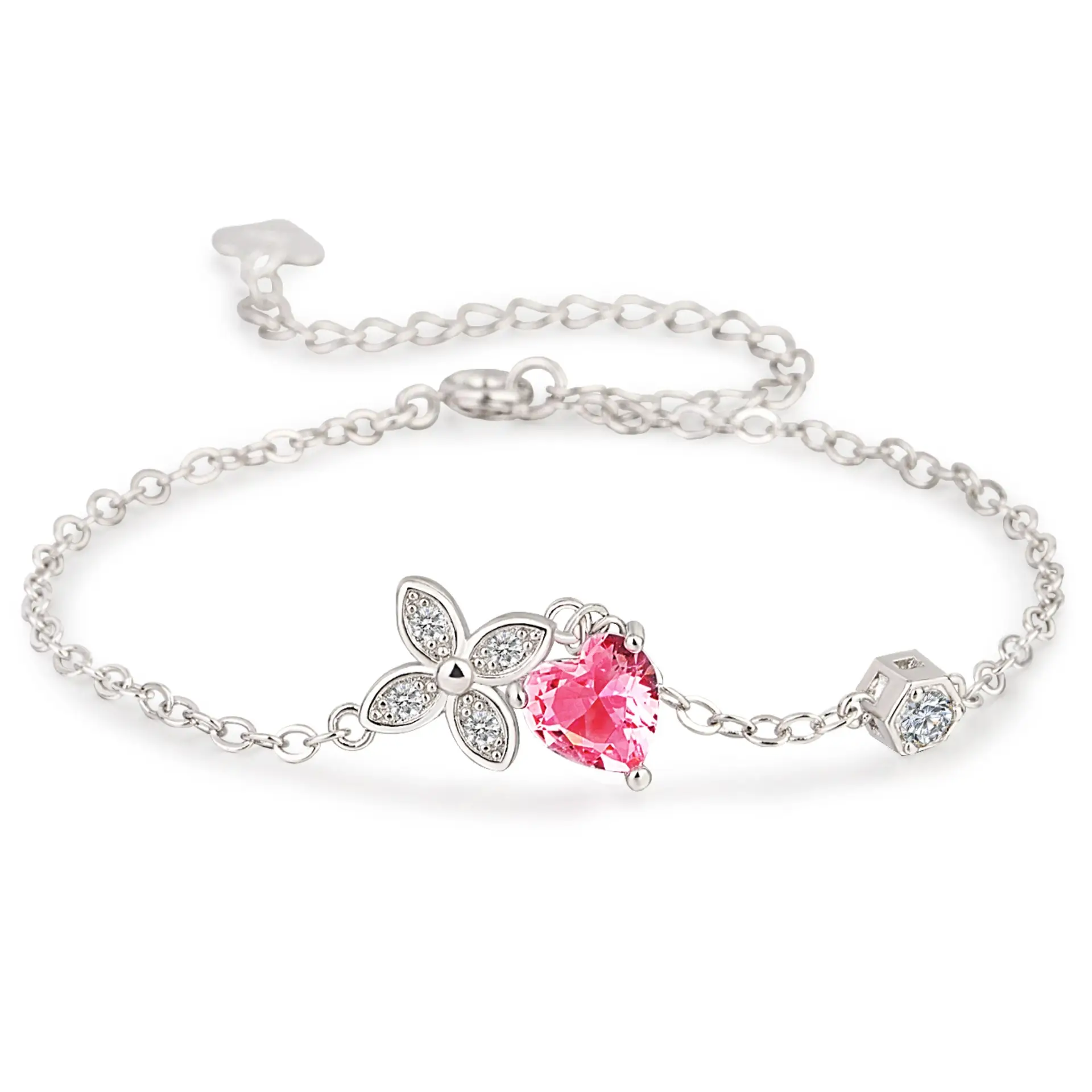 Pink Butterfly Heart Earrings Set for Women - Image 9