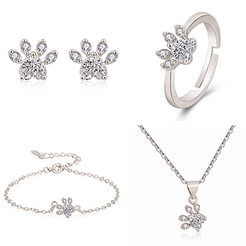 Platinum Zircon Claw Bracelet Set for Women — feature 1