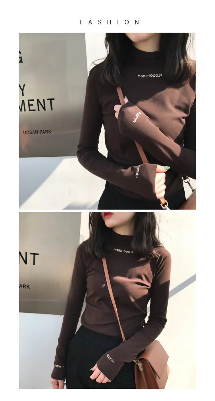 2019 Winter Black Velvet Slim Fit Long Sleeve T-Shirt for Women — feature 11