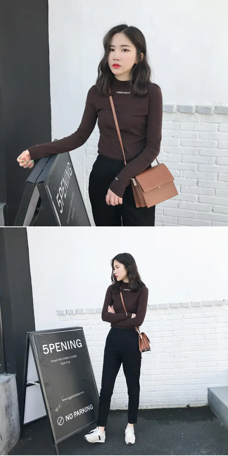 2019 Winter Black Velvet Slim Fit Long Sleeve T-Shirt for Women — feature 8