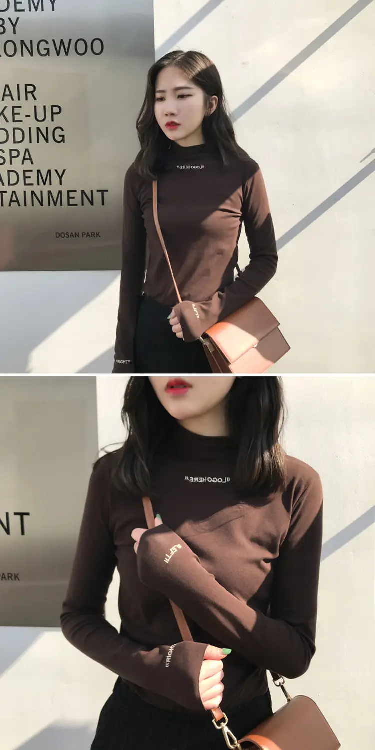 2019 Winter Black Velvet Slim Fit Long Sleeve T-Shirt for Women — feature 9