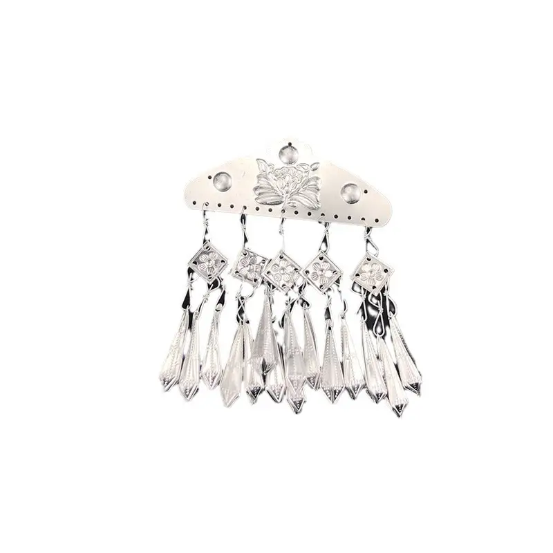 Miao Silver Hanging Tassels with Crystal Dangles - Image 6