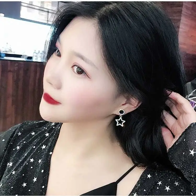 Korean Style Sparkling Black Earrings for Women - Image 6