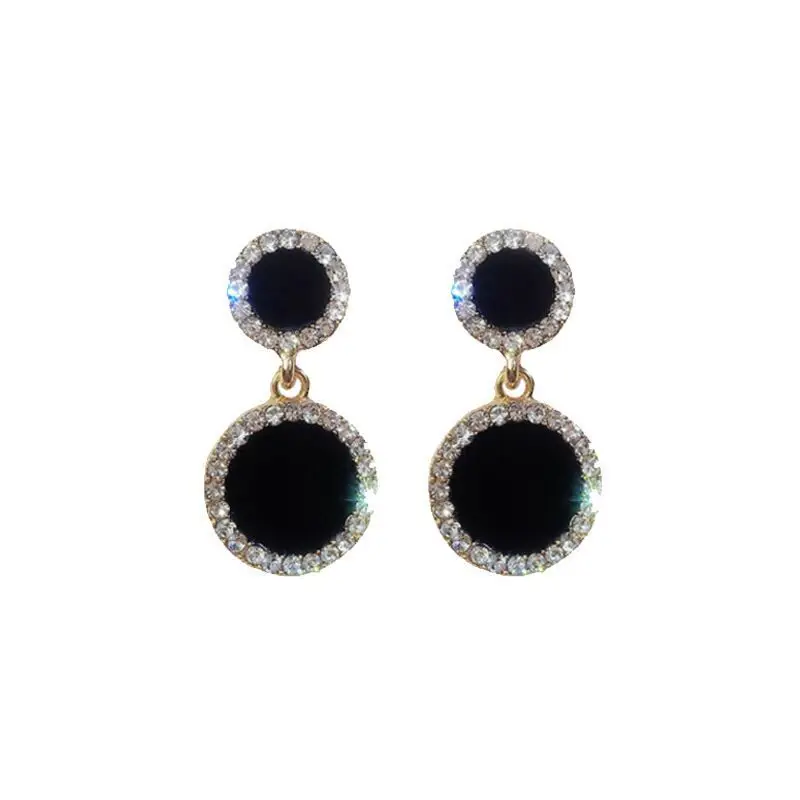 Korean Style Sparkling Black Earrings for Women - Image 2