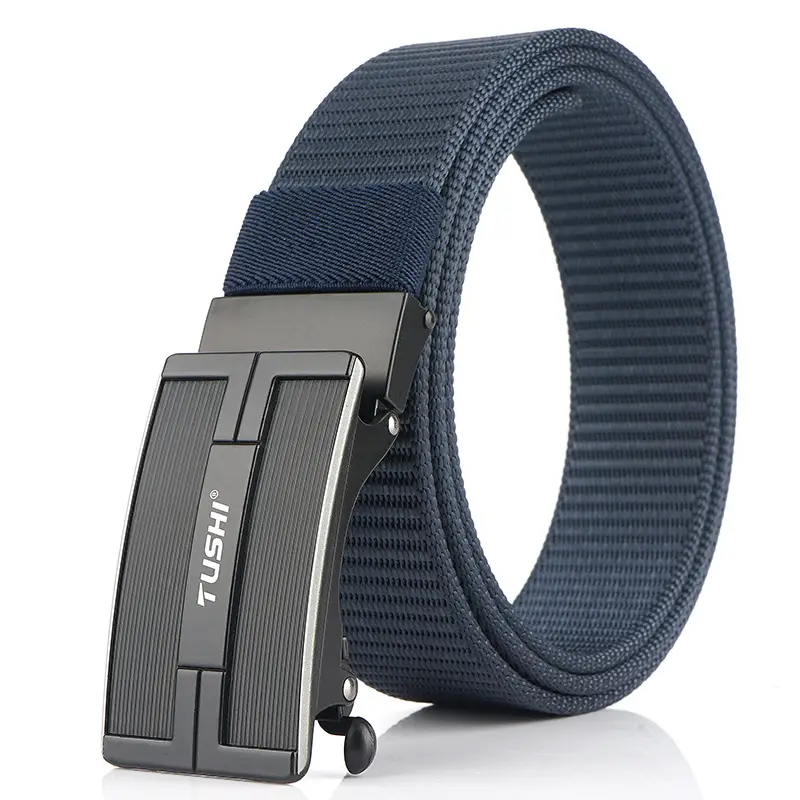Men's Automatic Buckle Belt Brown Nylon Canvas - Image 6