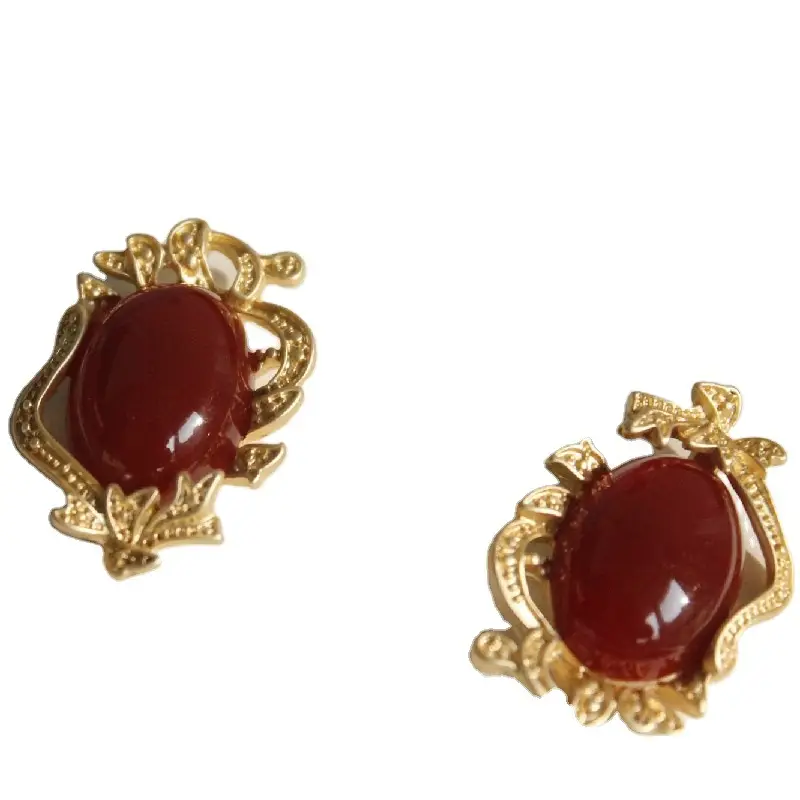 Vintage French Gem Earrings with Antique Cat's Eye Stone - Image 19
