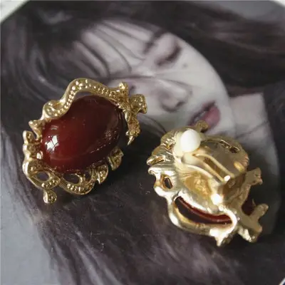 Vintage French Gem Earrings with Antique Cat's Eye Stone - Image 10