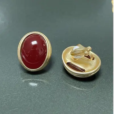 Vintage French Gem Earrings with Antique Cat's Eye Stone - Image 13