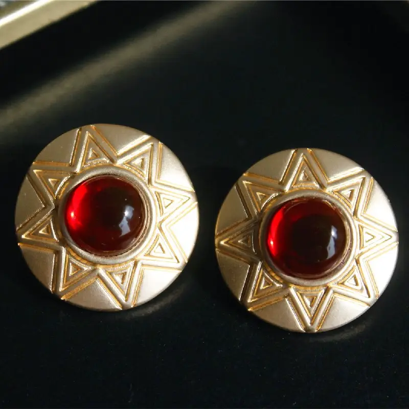 Vintage French Gem Earrings with Antique Cat's Eye Stone - Image 6