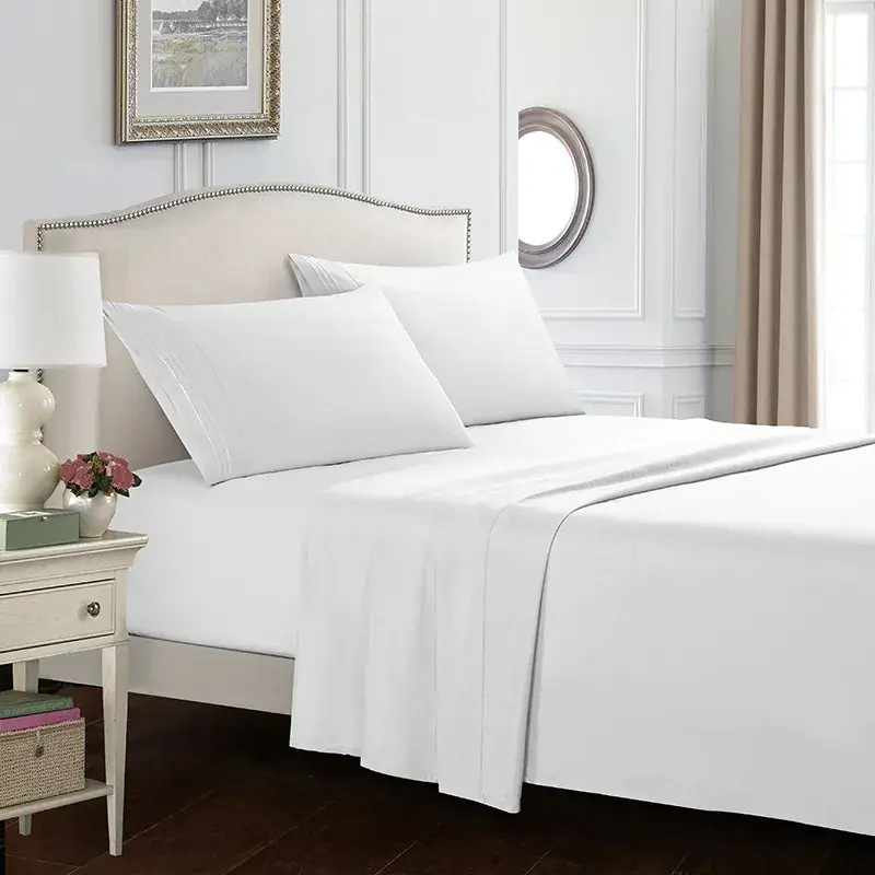 White 4-Piece Bed Sheet Set for Bedroom - Image 5